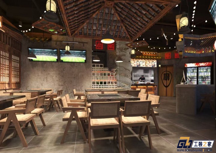 西安西安燒烤店設計效果圖案例分享裝修案例